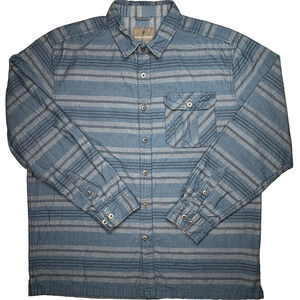 Royal Robbins Denim Blue Striped Button Down Shirt
